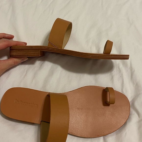 Reformation Mila Brown Leather Flat Sandals Size 7.5 - Picture 7 of 17